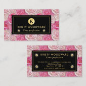 Elegant roze roos mozaïek patroon visitekaartje (Voorkant / Achterkant)