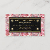 Elegant roze roos mozaïek patroon visitekaartje (Achterkant)