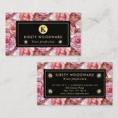 Elegant roze roos mozaïek patroon visitekaartje (Voorkant / Achterkant)