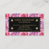 Elegant roze roos mozaïek patroon visitekaartje (Achterkant)