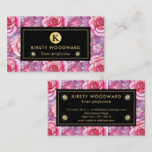 Elegant roze roos mozaïek patroon visitekaartje (Voorkant / Achterkant)