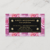 Elegant roze roos mozaïek patroon visitekaartje (Achterkant)