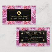 Elegant roze roos mozaïek patroon visitekaartje (Voorkant / Achterkant)