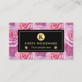 Elegant roze roos mozaïek patroon visitekaartje (Voorkant)