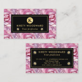 Elegant roze roos mozaïek patroon visitekaartje (Voorkant / Achterkant)