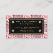 Elegant roze roos mozaïek patroon visitekaartje (Achterkant)
