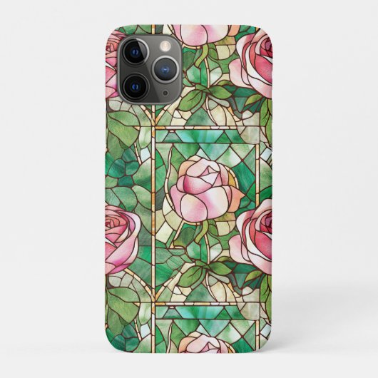 Elegant Roze Roos Nep Gebrandschilderd Glas Patroo Case-Mate iPhone Case (Achterkant)