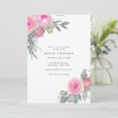 Elegant roze Roos Vrijgezellenfeest Kaart (Staand voorkant)