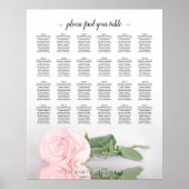 Elegant roze Rose 24 Tabel Wedding Seating Chart Poster (Voorkant)