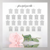 Elegant roze Rose 26 Tabel Wedding Seating Chart Poster (Voorkant)