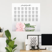Elegant roze Rose 28 Tabel Wedding Seating Chart Poster (Thuiskantoor)