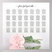 Elegant roze Rose 28 Tabel Wedding Seating Chart Poster (Voorkant)