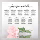 Elegant roze Rose 9 Table Wedding Seding Chart Poster (Voorkant)