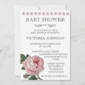 Elegant roze Rose Baby Girl Shower Invitations Kaart (Voorkant)