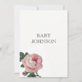 Elegant roze Rose Baby Girl Shower Invitations Kaart (Achterkant)