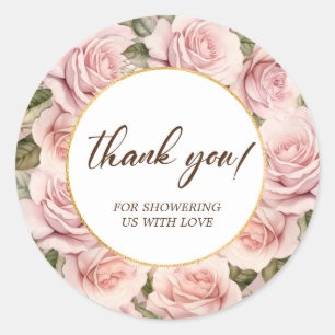Elegant Roze Rose Baby shower Ronde Sticker