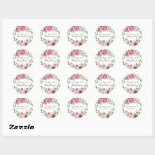 Elegant Roze Rose Bloemen Baby shower Favor Ronde Sticker (Vel)