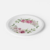 Elegant Roze Rose Bloemen Bruids Baby shower Papieren Bordje (Gekanteld)