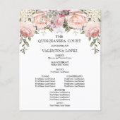 Elegant Roze Rose Bloemen Quinceanera Programma (Voorkant)