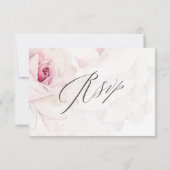Elegant Roze Rose Bloemen Script Maaltijden Bruilo RSVP Kaartje (Achterkant)