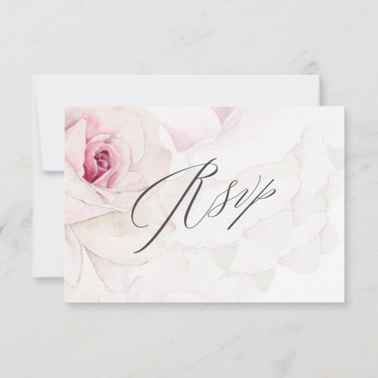 Elegant Roze Rose Bloemen Script Maaltijden Bruilo RSVP Kaartje (Achterkant)