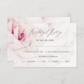 Elegant Roze Rose Bloemen Script Maaltijden Bruilo RSVP Kaartje (Voorkant / Achterkant)