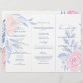 Elegant roze Rose Blue Minimalist Wedding Ceremony (Voorkant / Achterkant)