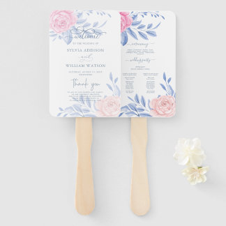 Elegant roze Rose Blue Minimalist Wedding Programm Handwaaier