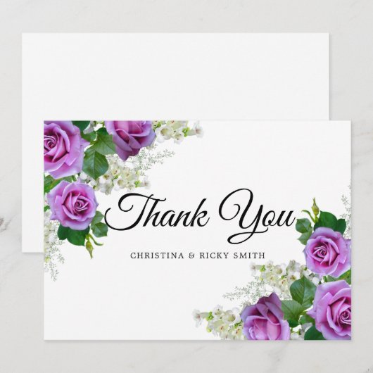 Elegant roze Rose Bouquet Flowers Weddenschap Bedankkaart (Voorkant / Achterkant)