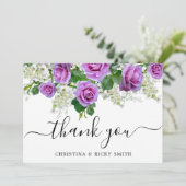 Elegant roze Rose Bouquet Flowers Wedding Bedankkaart (Staand voorkant)