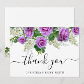 Elegant roze Rose Bouquet Flowers Wedding Bedankkaart (Voorkant / Achterkant)