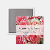 Elegant roze Rose Bouquet , gepersonaliseerd huwel Magneet (Voorkant / Achterkant)