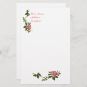 Elegant  Roze Rose Briefpapier (Voorkant / Achterkant)