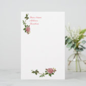 Elegant  Roze Rose Briefpapier (Staand voorkant)
