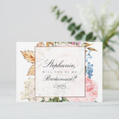 Elegant Roze Rose Bruidsmeisje Kaart (Staand voorkant)