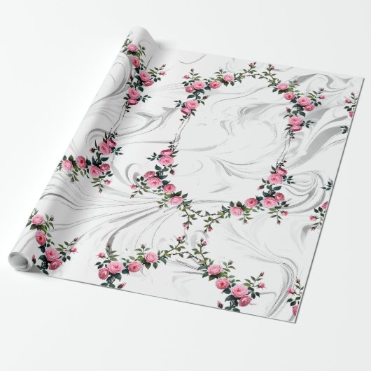 Elegant roze Rose Cadeaupapier (Uitgerold)