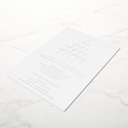 Elegant Roze Rose Champagne Tower repetitie diner Folie Uitnodiging (Gedraaid)