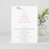 Elegant Roze Rose Champagne Tower repetitie diner Kaart (Staand voorkant)