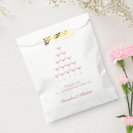 Elegant Roze Rose Champagne Tower Script Bruiloft Bedankzakje (Gezegeld)