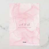 Elegant Roze Rose Champagne Tower Script Bruiloft Folie Uitnodiging (Achterkant)