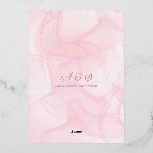 Elegant Roze Rose Champagne Tower Script Bruiloft Folie Uitnodiging (Achterkant)