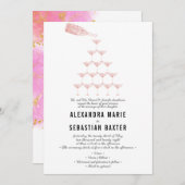 Elegant Roze Rose Champagne Tower Script Bruiloft Kaart (Voorkant / Achterkant)