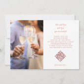 Elegant Roze Rose Champagne Tower Script Bruiloft Save The Date (Achterkant)