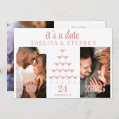 Elegant Roze Rose Champagne Tower Script Bruiloft Save The Date (Voorkant / Achterkant)