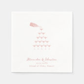 Elegant Roze Rose Champagne Tower Script Bruiloft Servet (Voorkant)