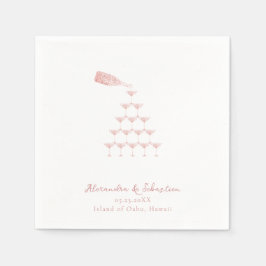 Elegant Roze Rose Champagne Tower Script Bruiloft Servet