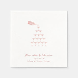 Elegant Roze Rose Champagne Tower Script Bruiloft Servet