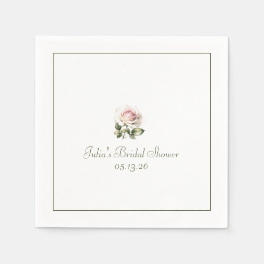 Elegant Roze Rose Classic Tijdloos Vrijgezellenfee Servet (Voorkant)