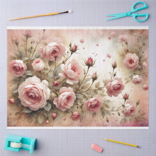 Elegant roze Rose Decoupage Tissue Papier (Craft)