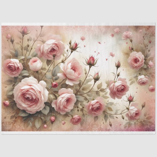 Elegant roze Rose Decoupage Tissue Papier (Voorkant)